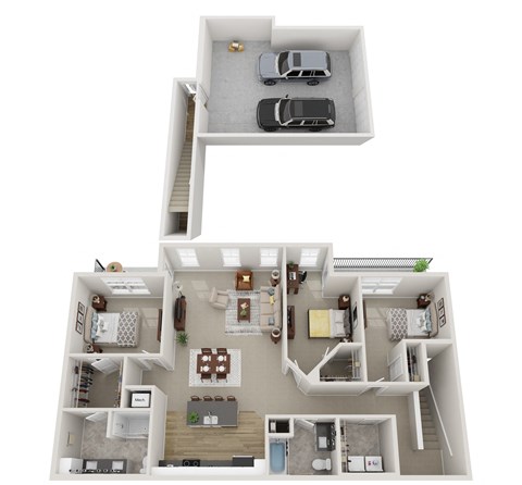 Floor plan for 3 beds, 2 baths, 1700 sqft